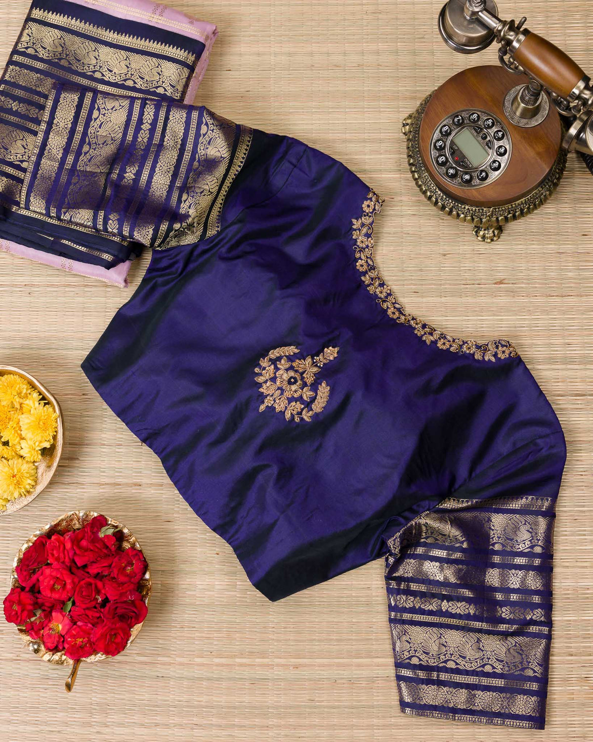 Pink & Blue 1 GM Kanjivaram – Classic Checks