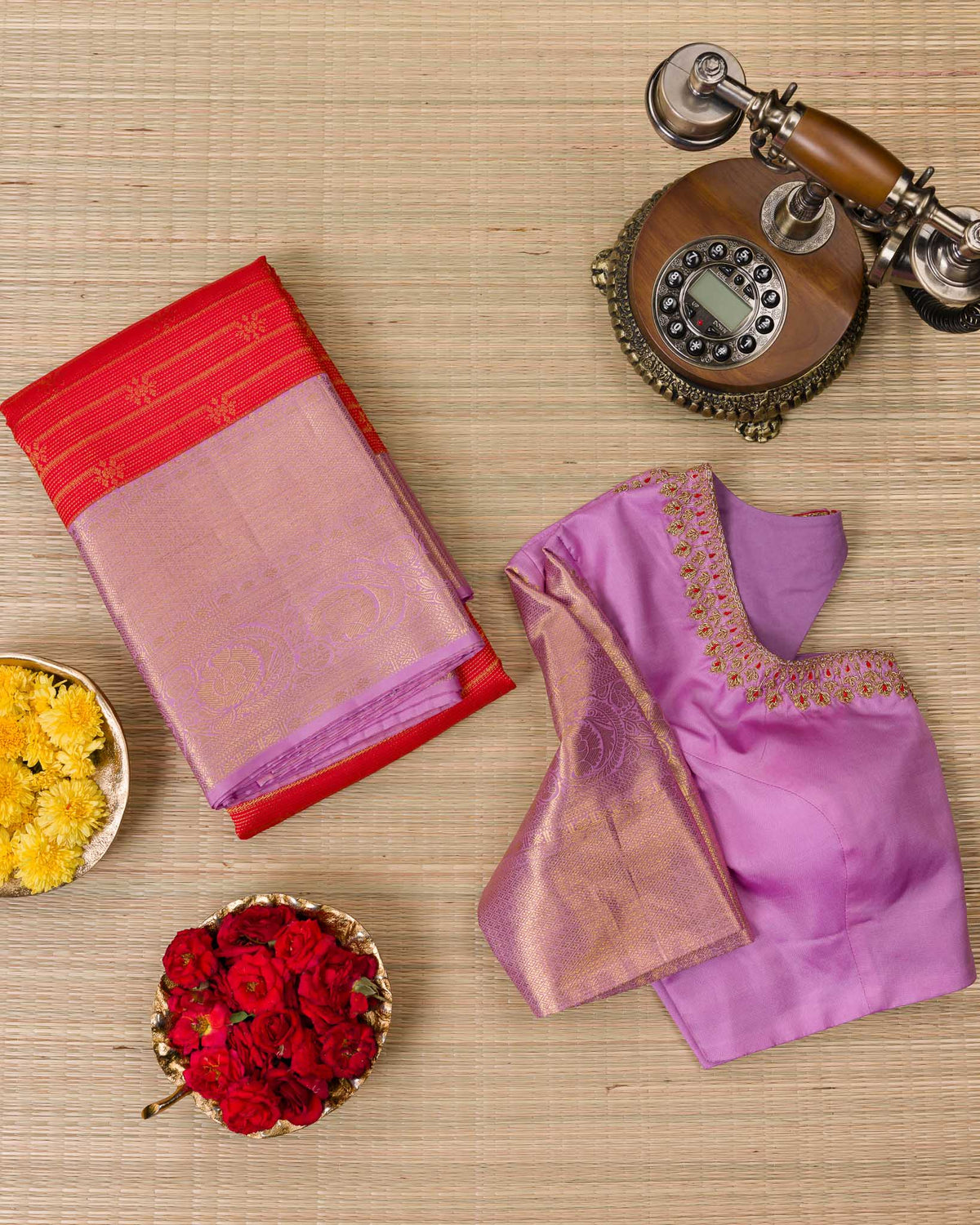 Orangish Red & Pink 1 GM Kanjivaram