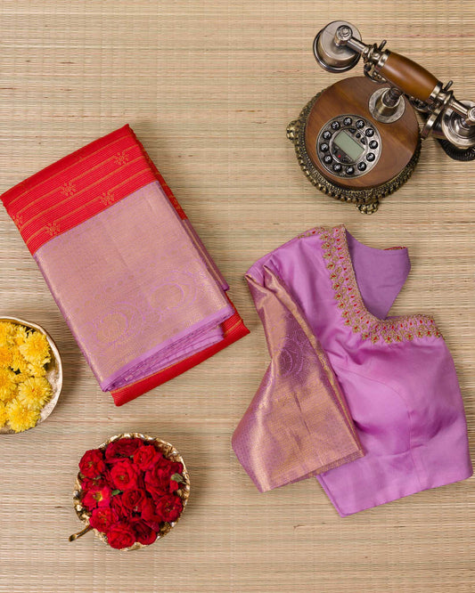 Orangish Red & Pink 1 GM Kanjivaram