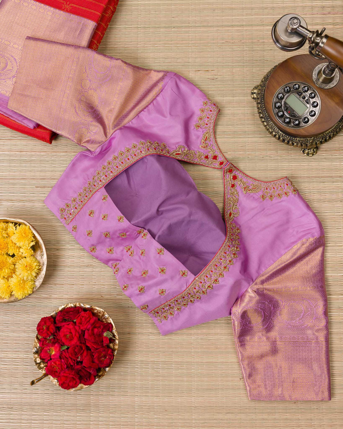 Orangish Red & Pink 1 GM Kanjivaram