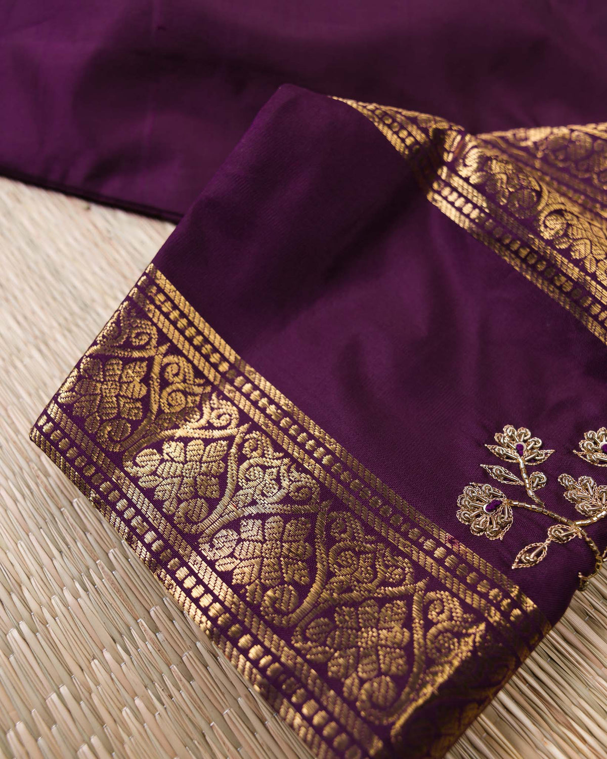 Real Zari Kanjivaram – Vintage Mustard & Deep Purple