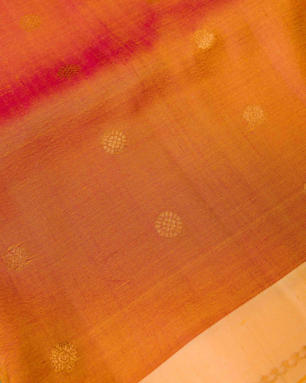 Orange Pure Gadwal with Meenakari Tissue Pallu