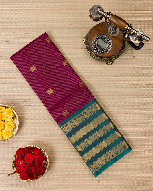 Magenta Pink & Green Kanjivaram – Vairavoosi with Varasapeti Border