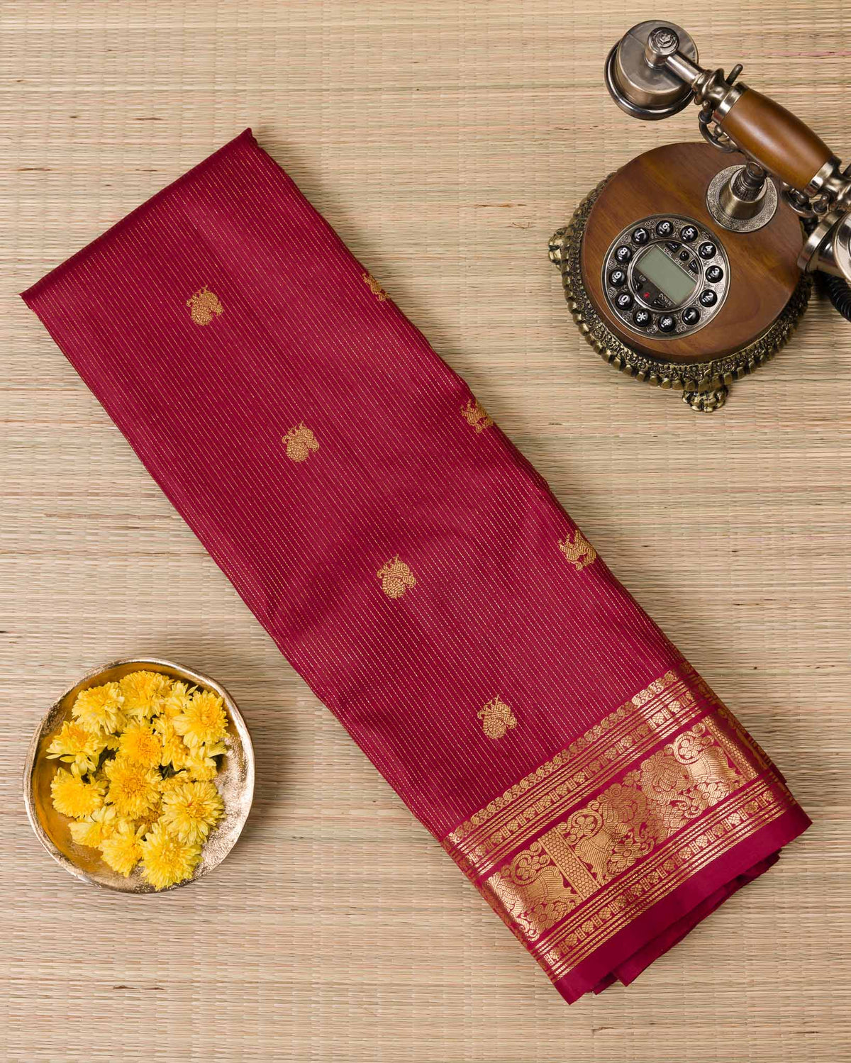Deep Red-Pink Vairavoosi Kanjivaram