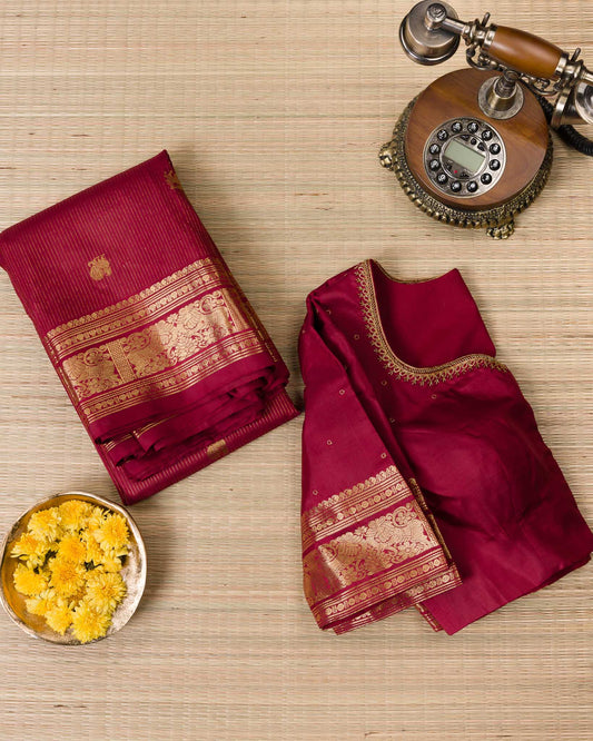 Deep Red-Pink Vairavoosi Kanjivaram