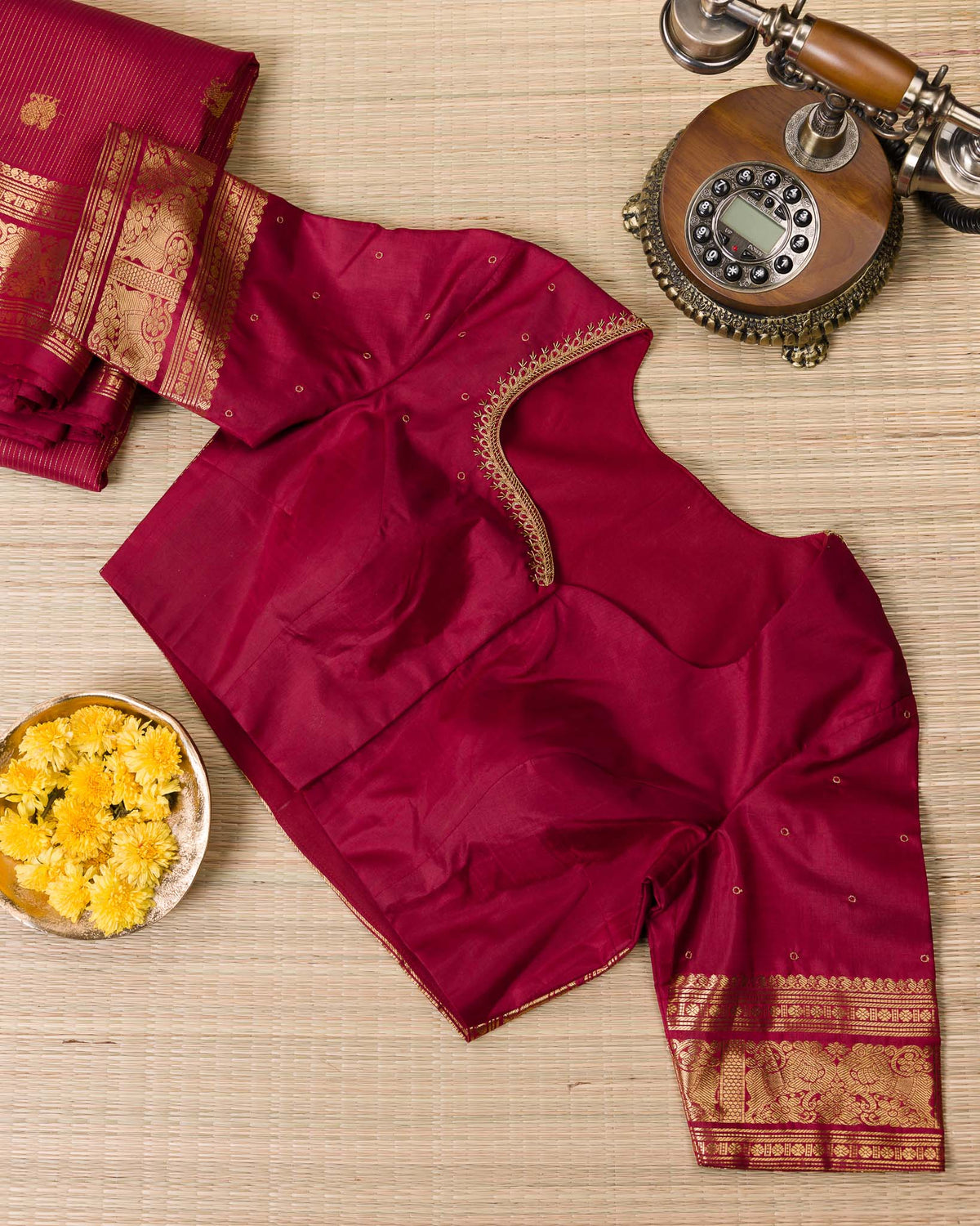 Deep Red-Pink Vairavoosi Kanjivaram