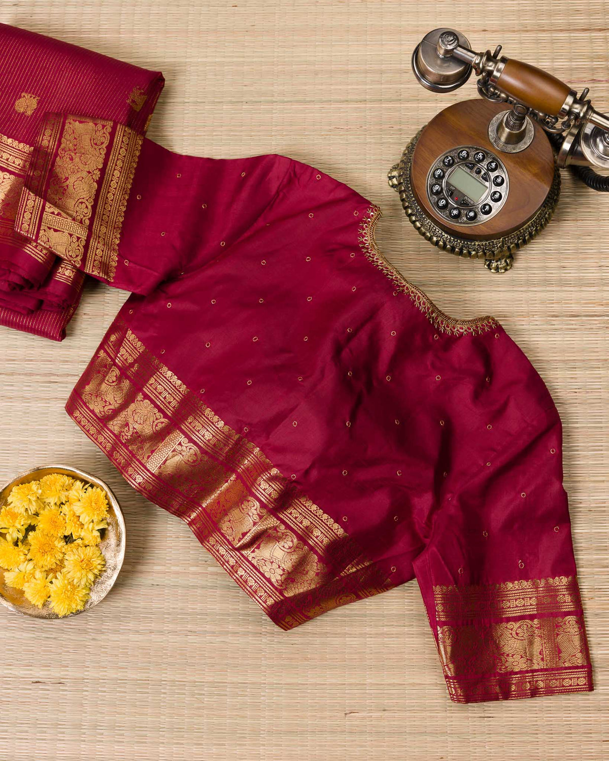 Deep Red-Pink Vairavoosi Kanjivaram