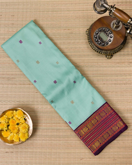 Aqua Blue Pure Kanjivaram with 2gm Zari