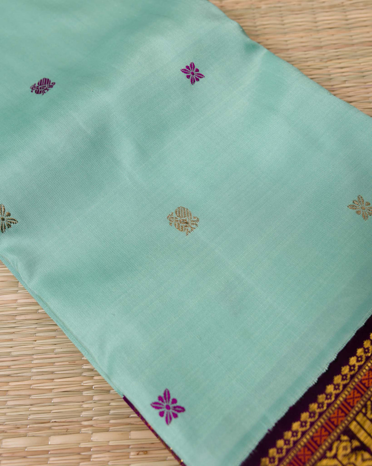 Aqua Blue Pure Kanjivaram with 2gm Zari