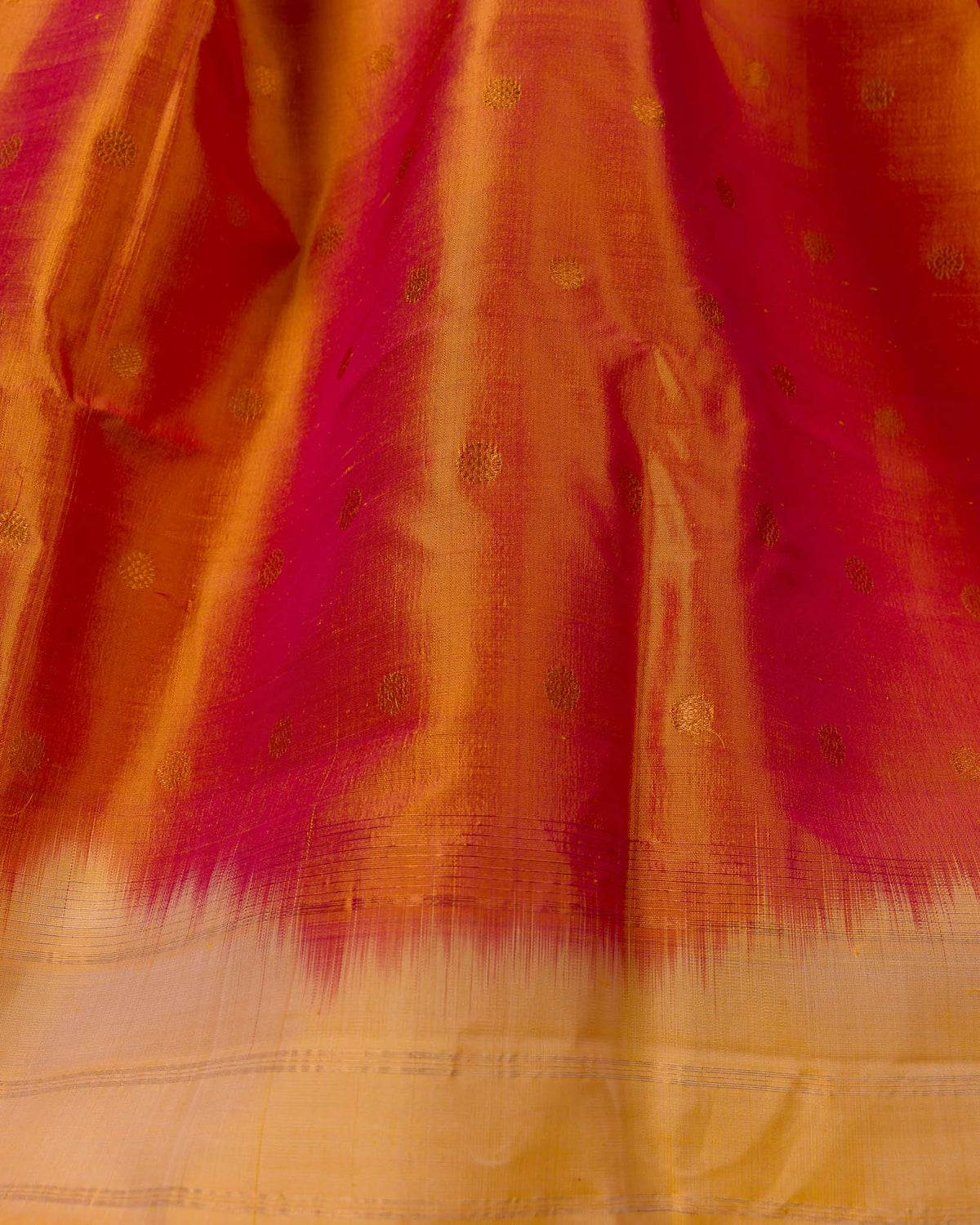 Orange Pure Gadwal with Meenakari Tissue Pallu