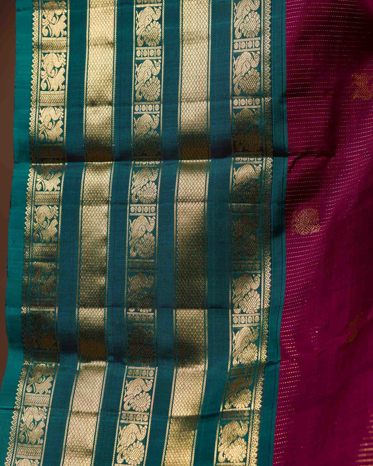 Magenta Pink & Green Kanjivaram – Vairavoosi with Varasapeti Border