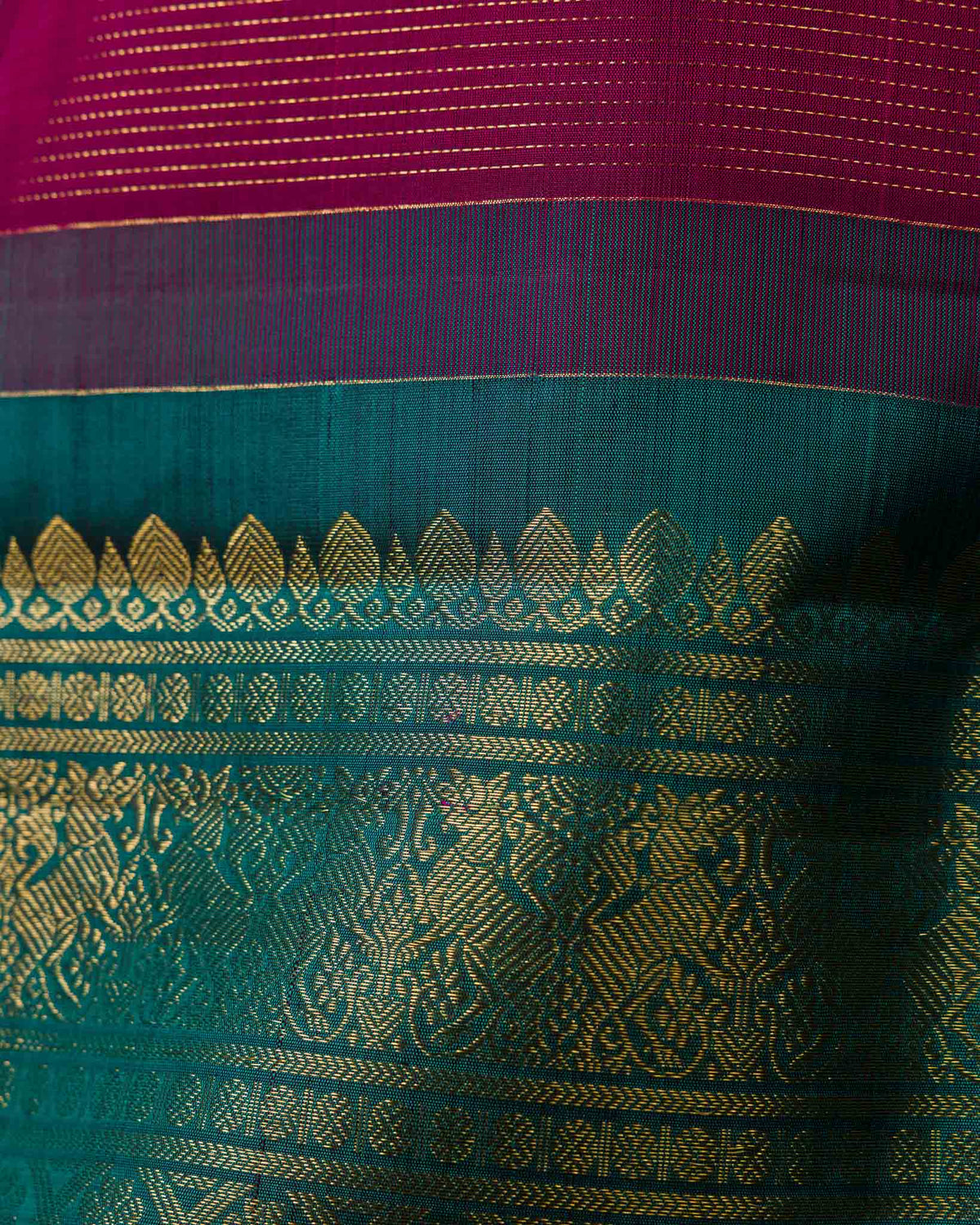 Magenta Pink & Green Kanjivaram – Vairavoosi with Varasapeti Border