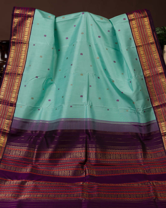 Aqua Blue Pure Kanjivaram with 2gm Zari