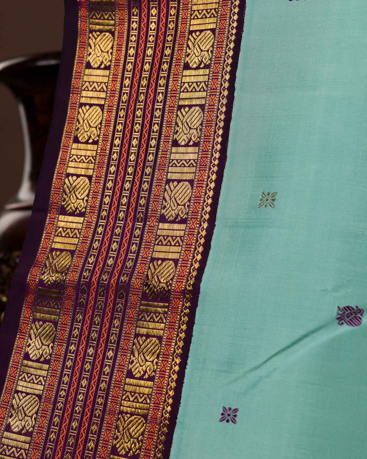 Aqua Blue Pure Kanjivaram with 2gm Zari