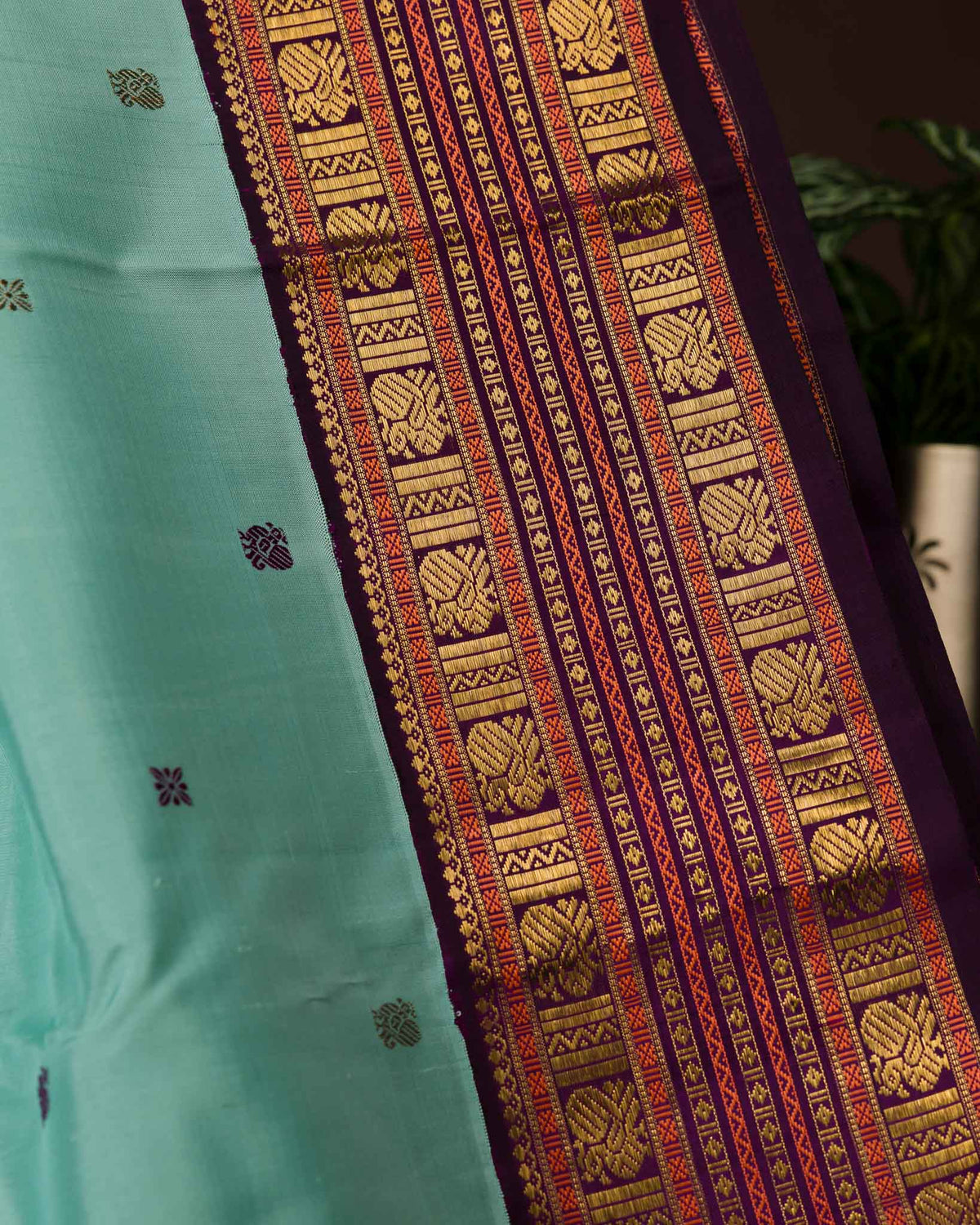 Aqua Blue Pure Kanjivaram with 2gm Zari